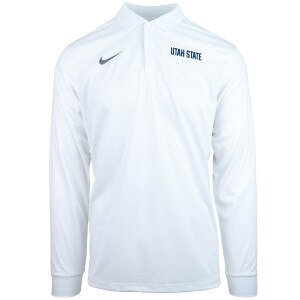 Men's Nike Utah State victory white long sleeve polo